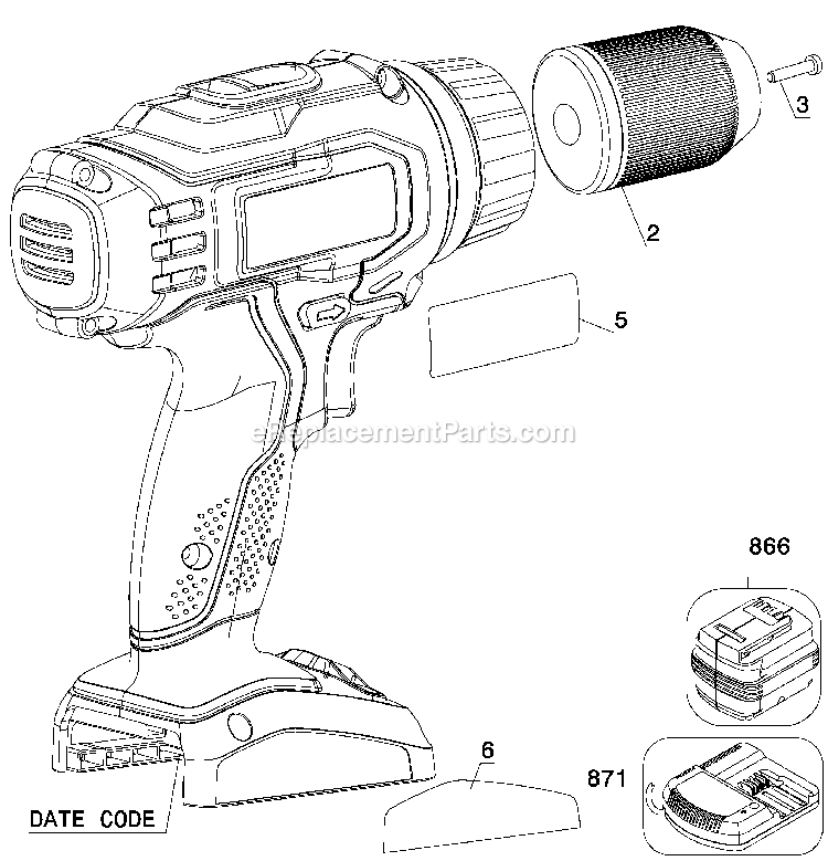 Porter Cable PC1801D (Type 1) 18v Nicd Drill/Driver Vi Power Tool Page A Diagram